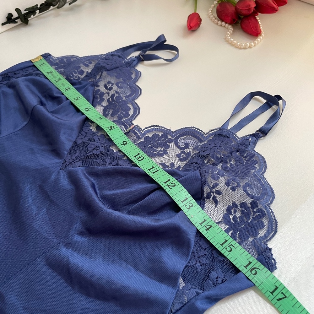 Vintage Lingerie Babydoll Slip Cami Top Lace Satin 36 /S Festival Y2K Romantic - Picture 10 of 15